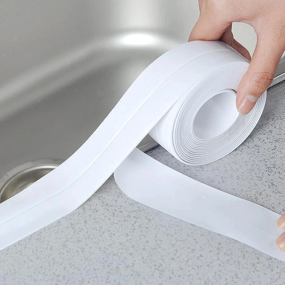 1pc Bathroom Waterproof Wall Stickers Sealing Tapes PVC Adhesive Sealing Strips Sink Edge Tape Kitchen Bathroom Accessories