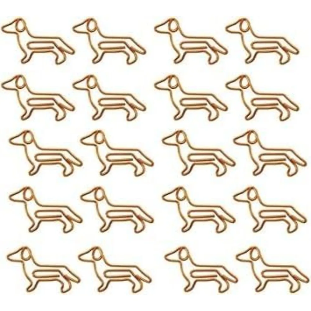 20 gold Dachshund shaped paper clips, cute little paper clips, cute paper clip bookmarks, plan clips, paper clips