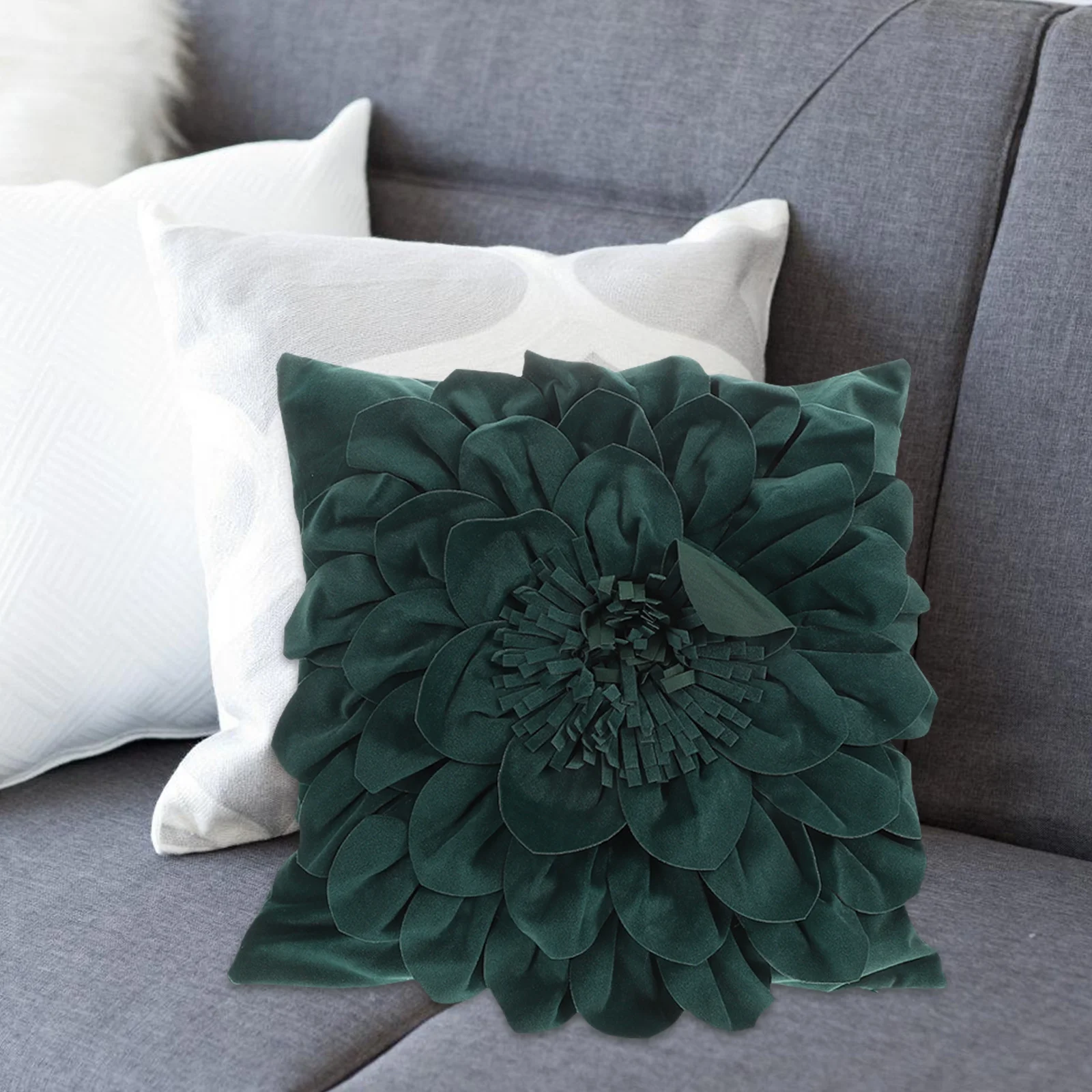 

3D Floral Pillow Covers Soft Removable Fabric Pillow Shams for Christmas Couch Bed Decor Body Pillows Case Blue Pillows