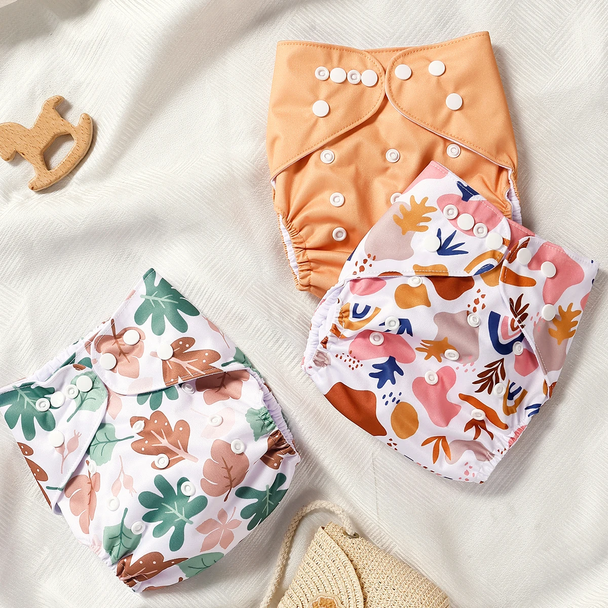 

3PCS Washable Diapers Adjustable Size Soft Skin-Friendly Breathable Comfortable for 3-15kg Babies