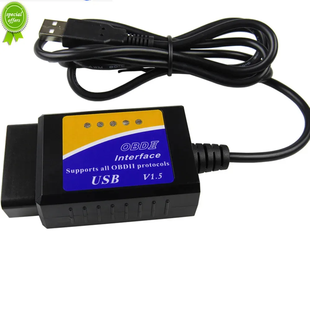 

ELM327 USB V1.5 OBD2 Car Diagnostic Interface Scanner ELM 327 V 1.5 OBDII Diagnostic Tool ELM-327 OBD 2 Code Reader Scanner