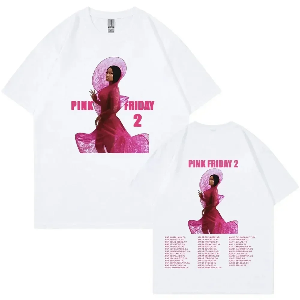 Nicki Minaj 2024 World Tour Concert T Shirt Gag City Pink Friday 2 Fans T-shirts Men Harajuku Hip Hop Vintage Oversized T Shirts