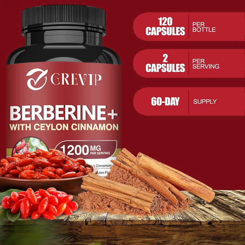 Premium Berberine + Ceylon Cinnamon 1200 Mg - Glucose Metabolism, Healthy Weight Management Supplement