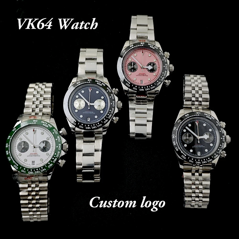 New VK64 Watch Men's Watch Customized Logo Watch Quartz Chronograph High Quality Stainless Steel Watch VK64 Movement Watch