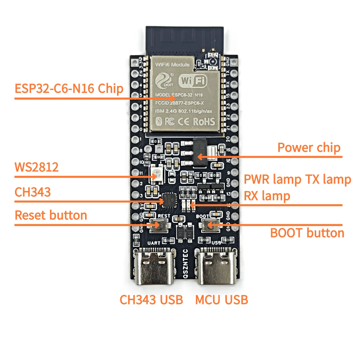 ESP32-C6-DevKit N16 ESP32-C6 16MB Flash ESP32 WiFi + Bluetooth Internet rzeczy ESP płytka rozwojowa płyta główna — zdjęcie produktu 4