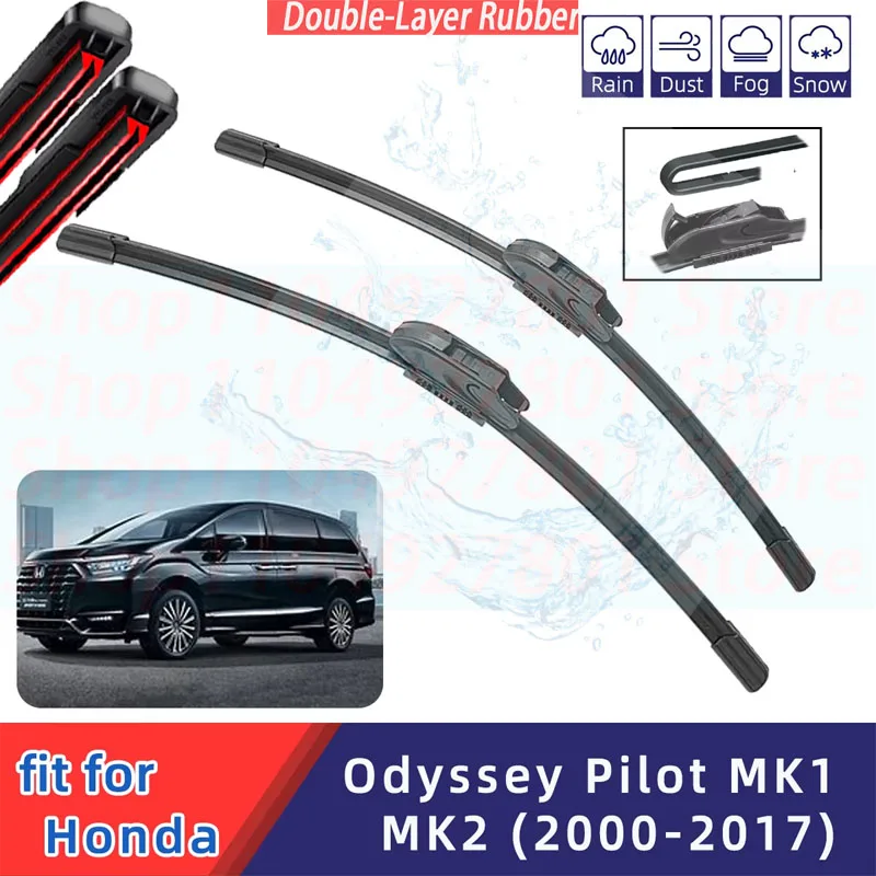 2pcs For Honda Odyssey Pilot MK1 MK2 Front Windshield Wiper General Motors Multifunctional Double Rubber Strip Wiper 2009