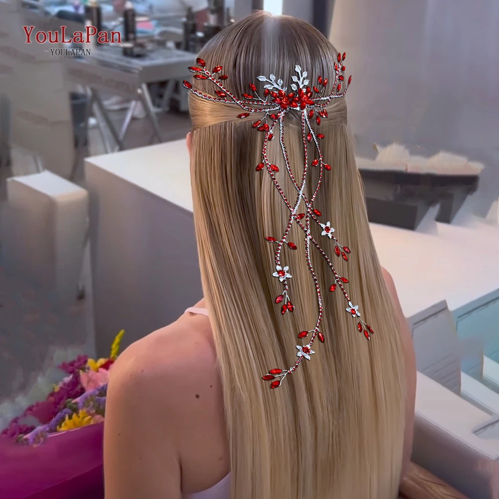 

YouLaPan Bridal Rhinestone Hair Comb Wedding Fashion Hair Accessories Banquet Party Headwear Alloy Leaf Bride Headdress HP873