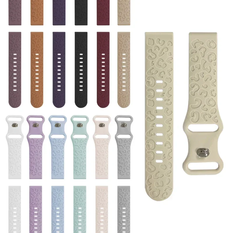 Engraved Strap For Samsung Galaxy Watch 6/4/classic/5/pro/3/Active 2 Leopard silicone Bracelet Huawei gt 2 2e 20mm watch band image 6