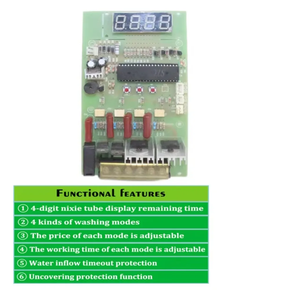 Coin-operated top-loading washing machine control board with 4 wash modes printed circuit board