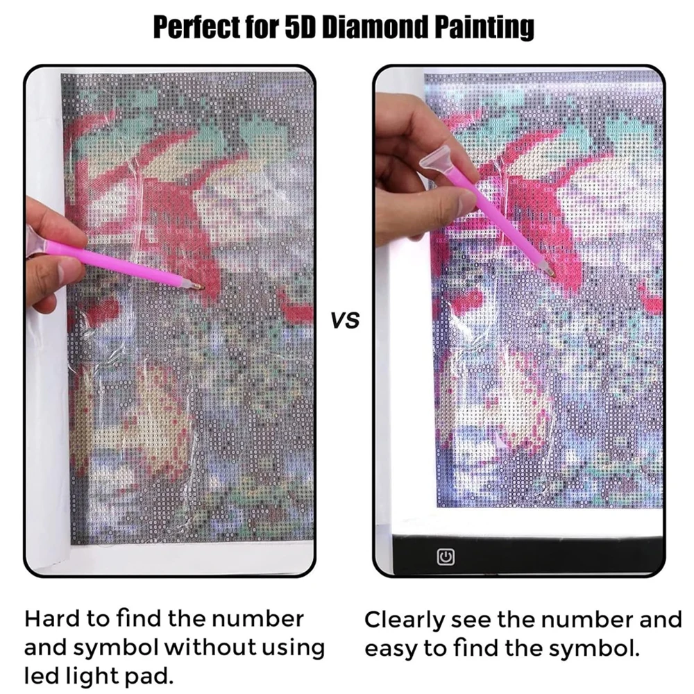 Imagen 5: Almohadilla de luz LED para pintura de diamante A4, kit de herramientas de accesorios de pintura de diamante 5D, para bocetos, pintar, brillo ajustable