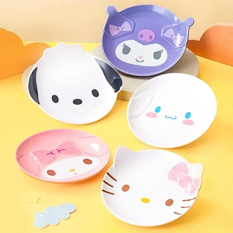 Sanrio Hello Kitty Cinnamoroll Anime Kawaii Ins Ceramic Disc Cute Cartoon Kuromi Home Serving Plate Tableware Gifts for Girls