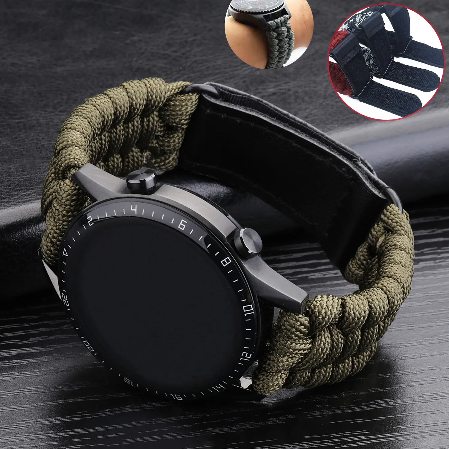 Outdoor Sport Braided Band for Samsung Galaxy Watch 3/4 40mm 44mm Classic 46mm 42mm Nylon Strap for Huawei Watch GT 2E Bracelet