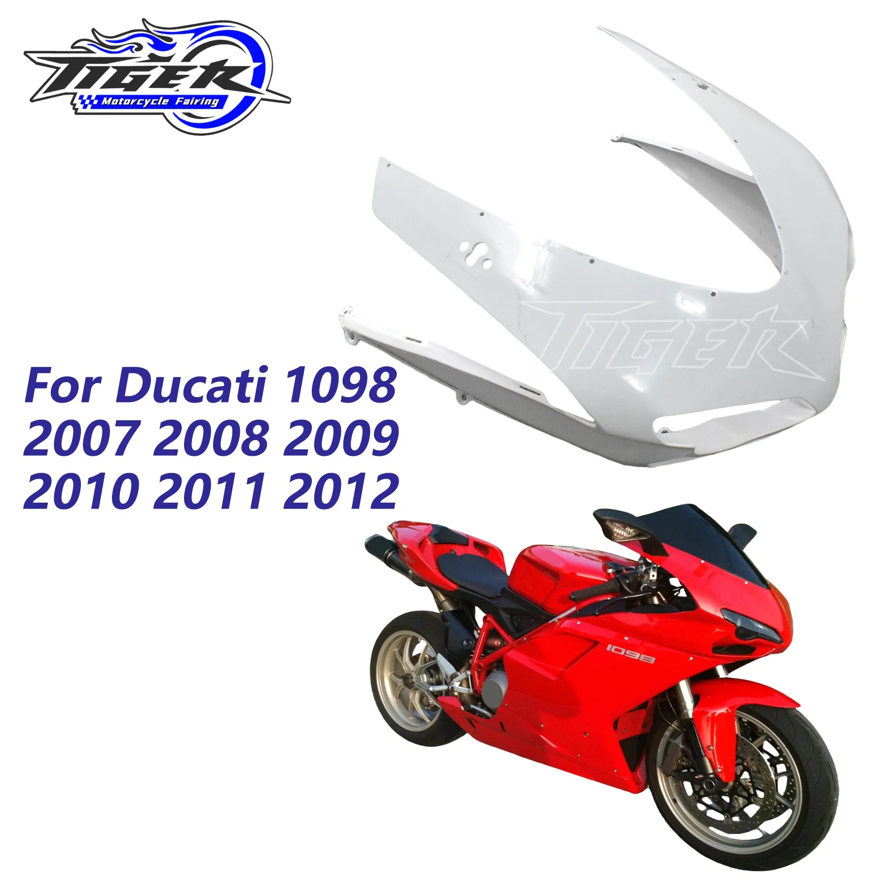

Motorcycle Unpainted Upper Front Fairing Cowl Nose For DUCATI 848 1098 1198 1998-2007 ABS plastic