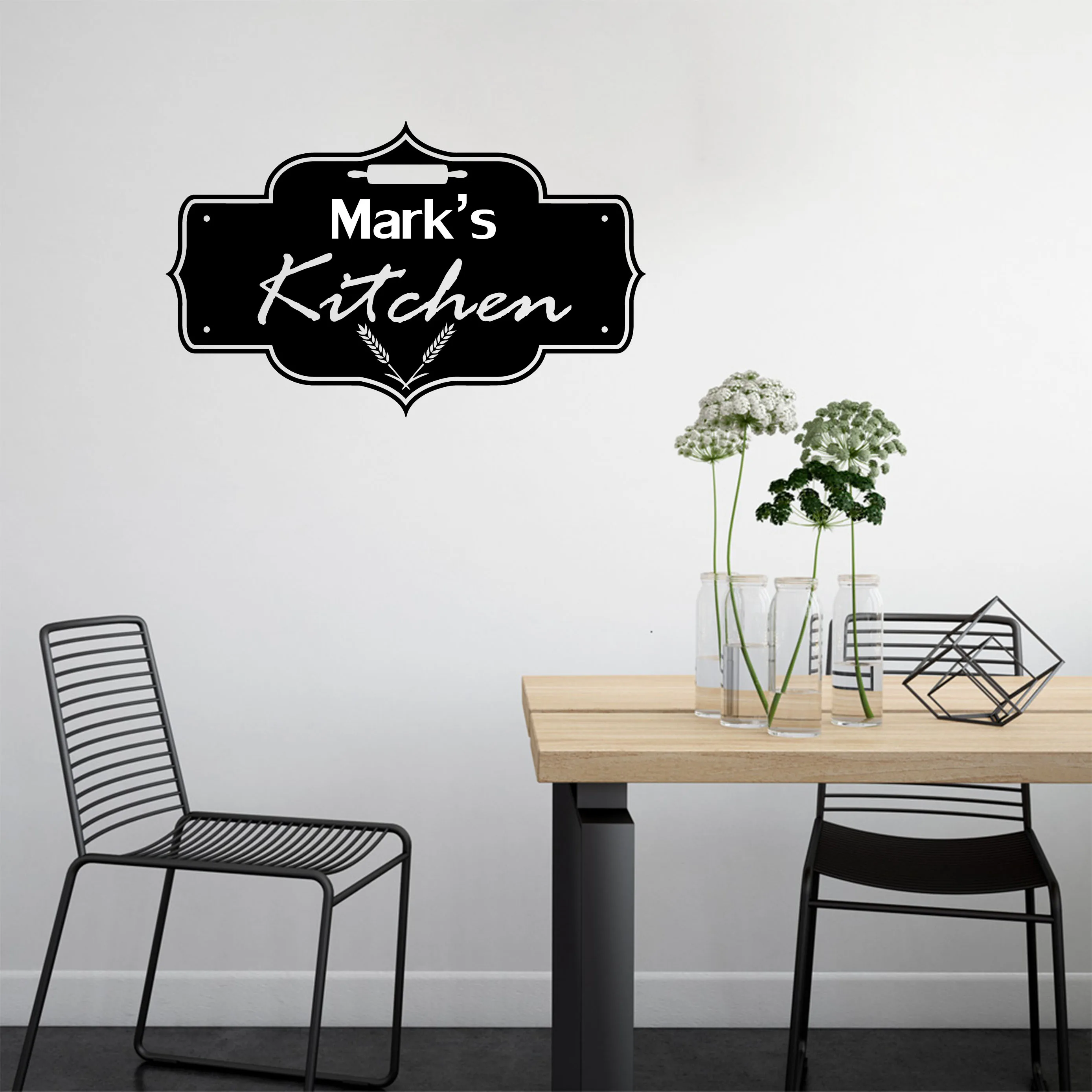 1PC Creative Kitchen Customizable Name Wall Decals Pvc Mural Art Diy Poster For Door Decor Custom Text Vinyl Mural Decal