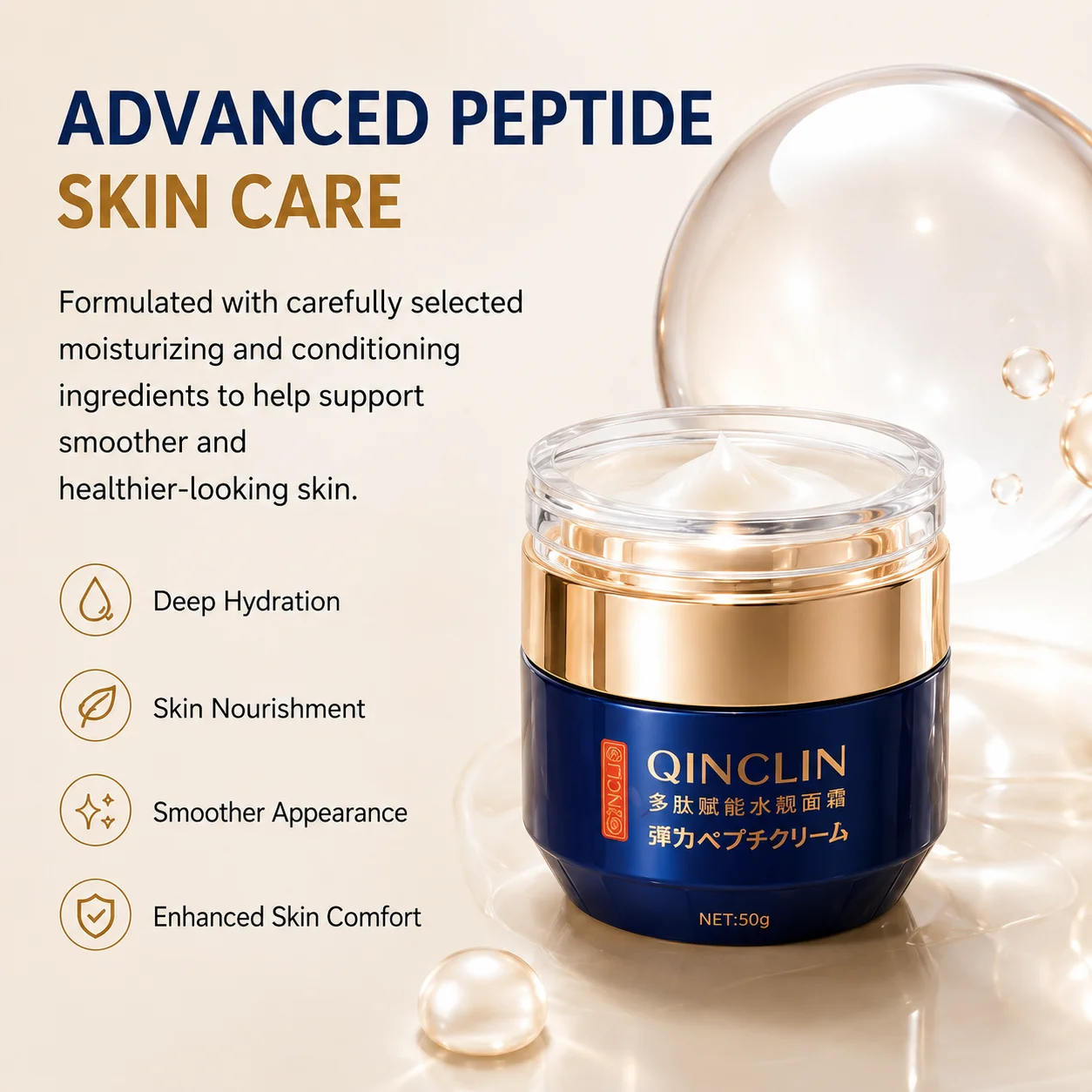 Advanced Peptide Firming Face Cream – Hydrating Anti-Aging Moisturizer for Forehead Lines, Smile Lines & Under Eye Fine Lines