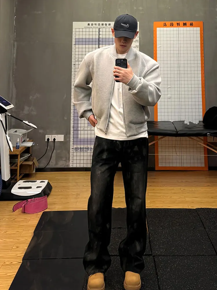 

Мужской свитшот-кардиган Cleanfit Air Layer: весенне-осенний, американский стиль, свободный крой, широкий бейсбольный свитер-кардиган