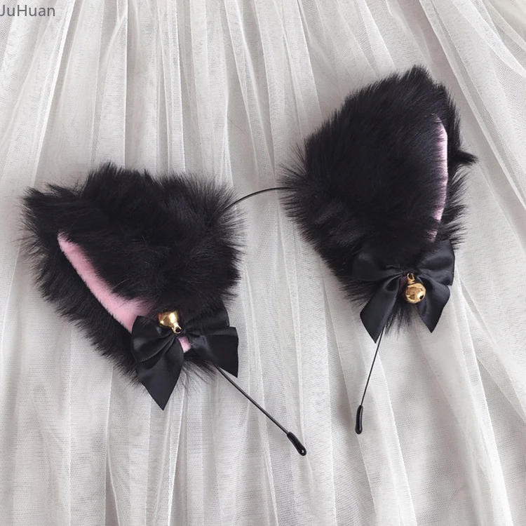 

Японский двумерный косплей, персонажи аниме, женские головные уборы, реквизит, плюшевые кошачьи уши, лисьи уши, повязка на голову с бантом и колокольчиком для девочек