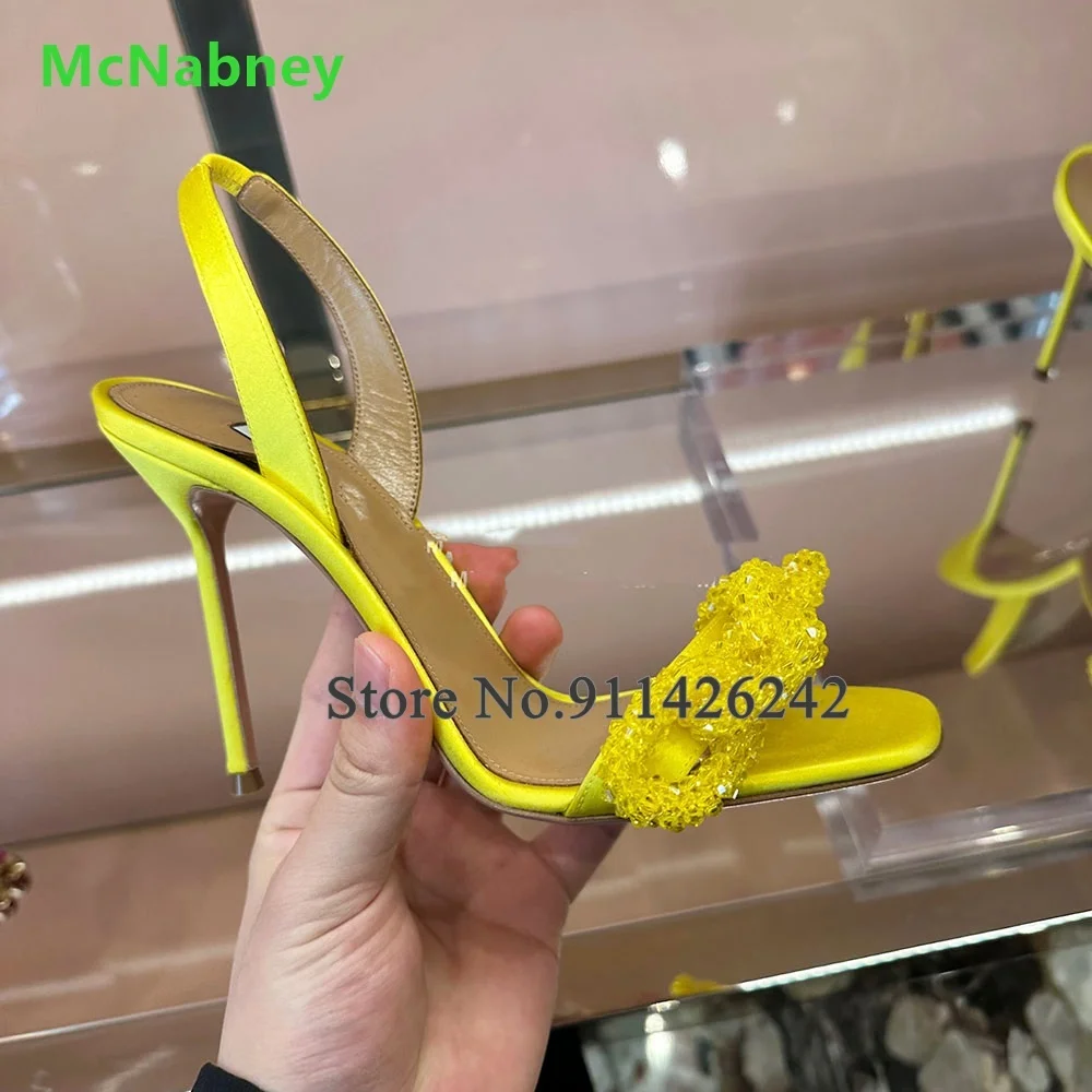 2024 New Arrivals Back Strap Luxury Design Sandals For Female Women Thin High Heel Round Toe Sexy Elegant Fashion Summer Shoes