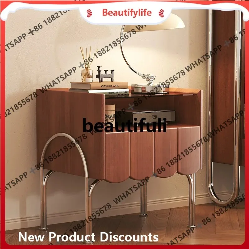 Solid wood bedside table, bedroom household small storage, bedside, locker, new model