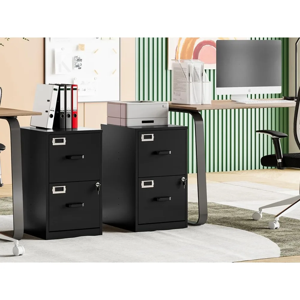 

2 Drawer Filing Cabinet with Lock, Metal Vertical File Cabinets for Home Office, Lockable File Storage Cabinets Under
