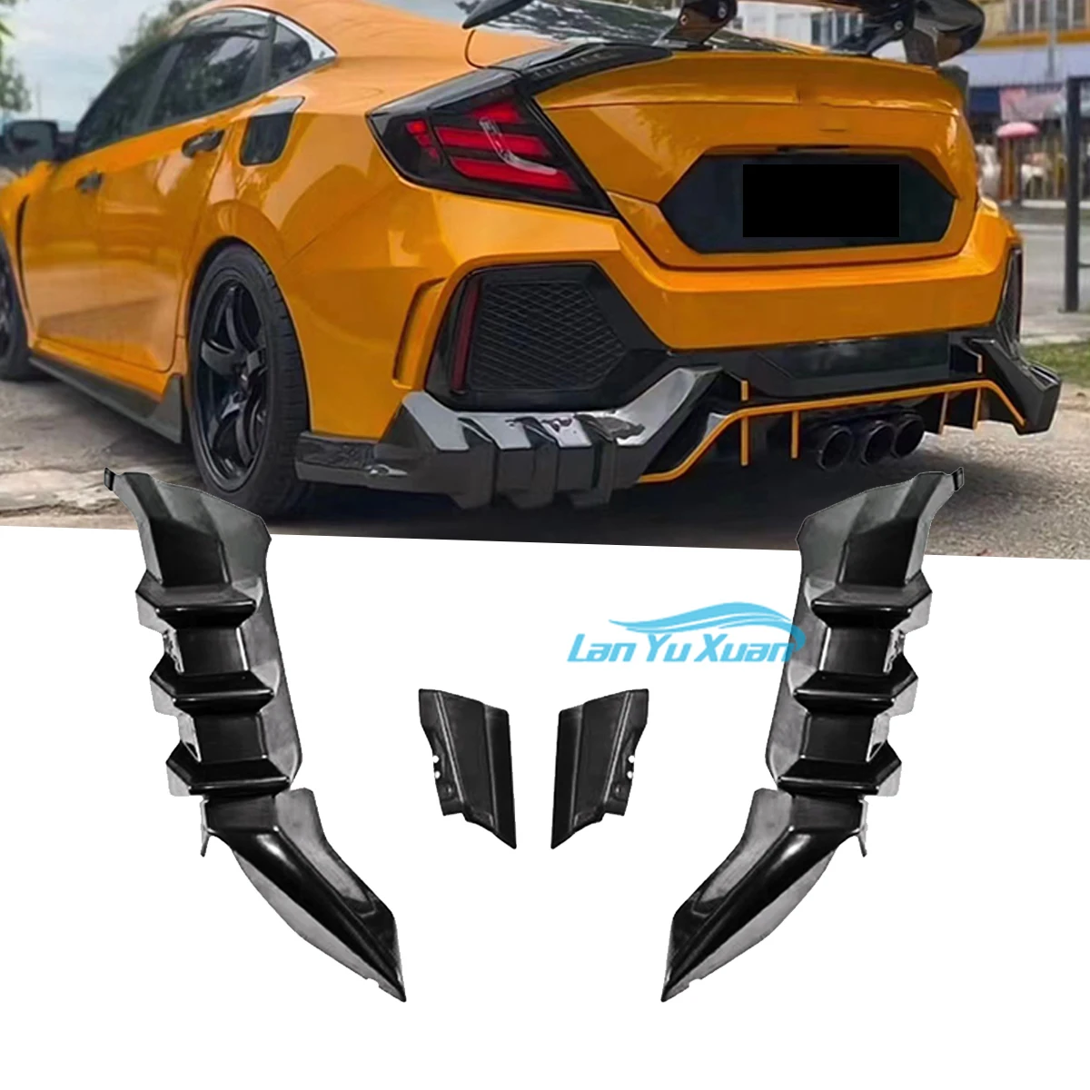 

Car Accessories Body Kits Rear Spoiler For 10th Gen 2016-2022 Type R Hatchback Smoked Rear Wrap Angle