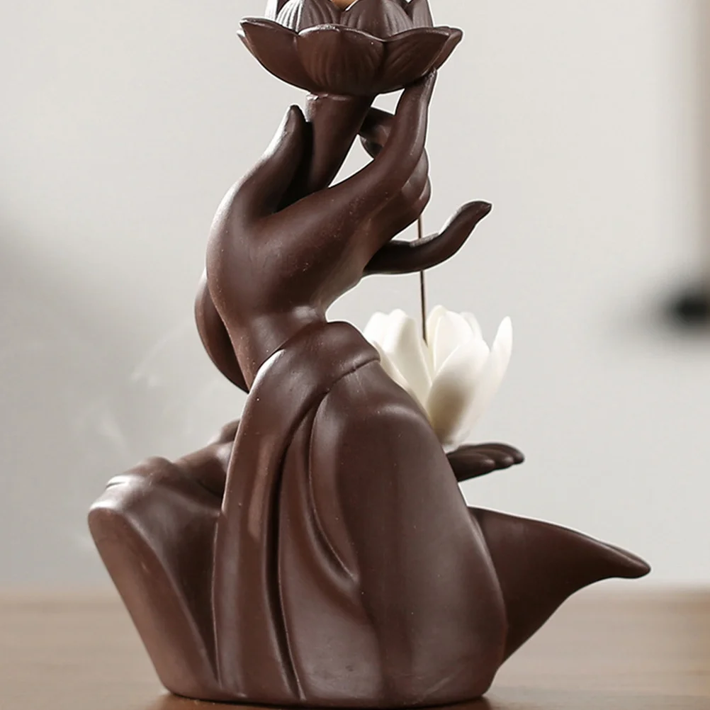 

1Pcs Ceramic Incense Burner Chinese Style Aromatherapy Decor Backflow Incense Holder Home Censer Tabletop Decoration