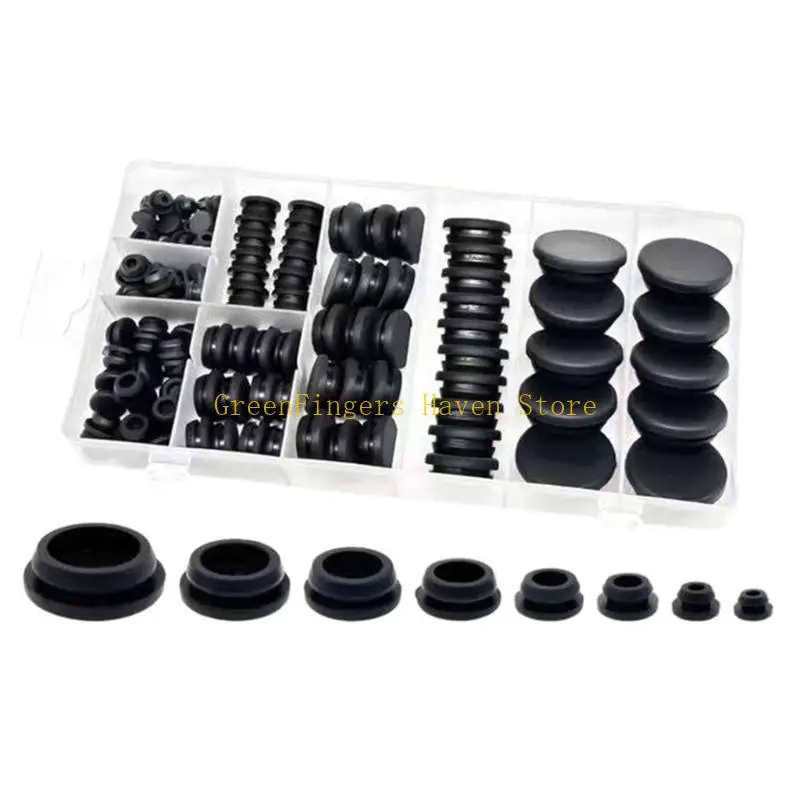F68D 125pcs مقابس ثقب المطاط متعدد الحجم 8 حجم T سدادة سدادة سدادة الغبار