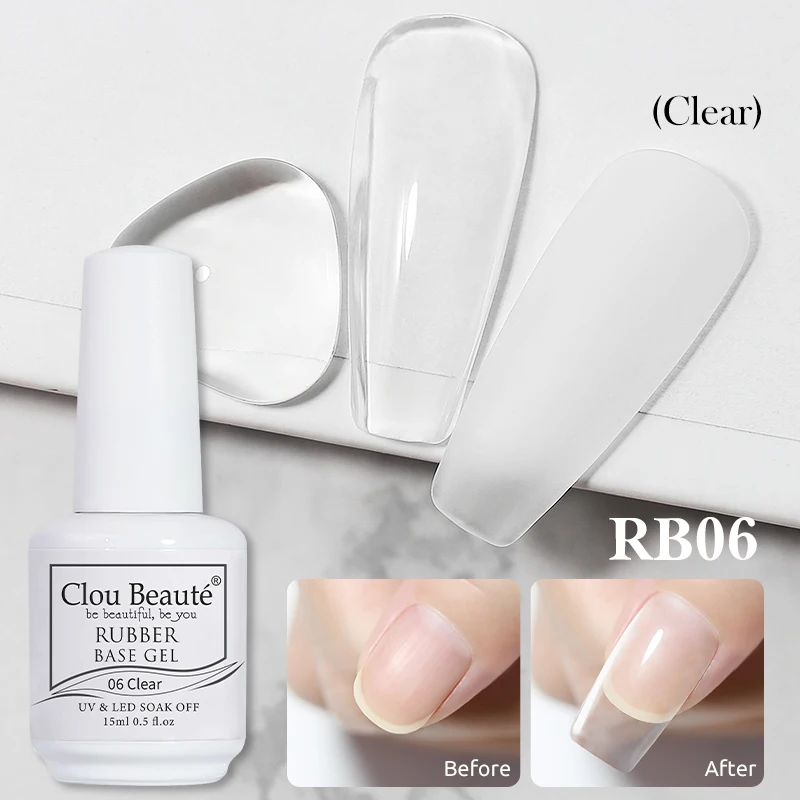 Clou beaute-UV LED機能を備えたゴム製ベースコート,6色,クイックエクステンション,トップエンハンスメント,透明ソークオフ
