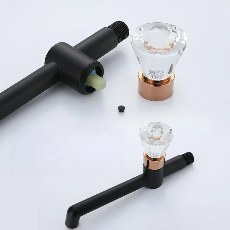 Crystal Handle In-Wall Single Cold Basin Faucet, Extended Anti-Splash Personalized Quick-Open Faucet for Wash Basin