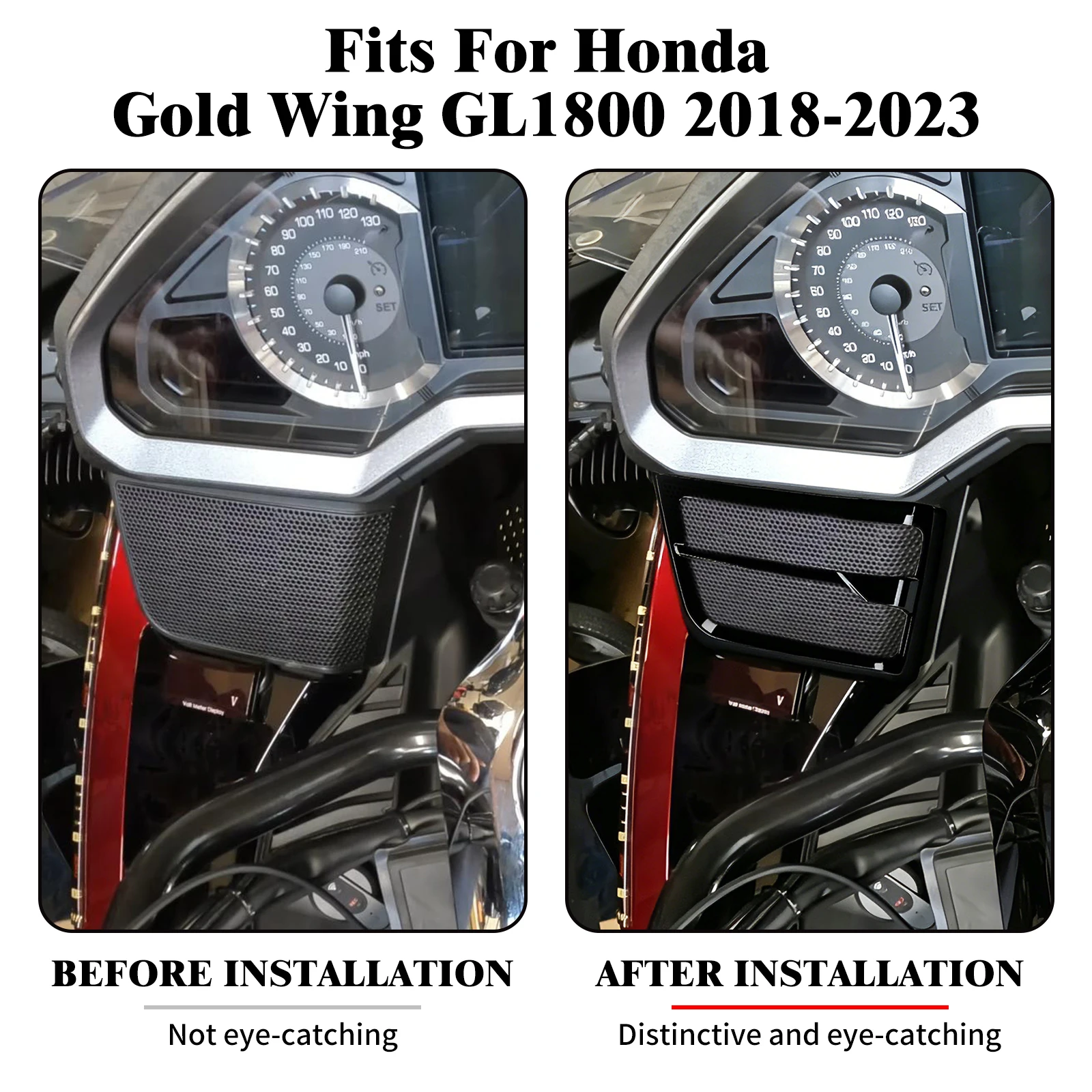 Motorcycle Speaker Grille Cover Black Chrome Trim Mesh Panel For Honda Gold Wing GL1800 GL 1800 2018-2022 23 Speaker Grill Cover