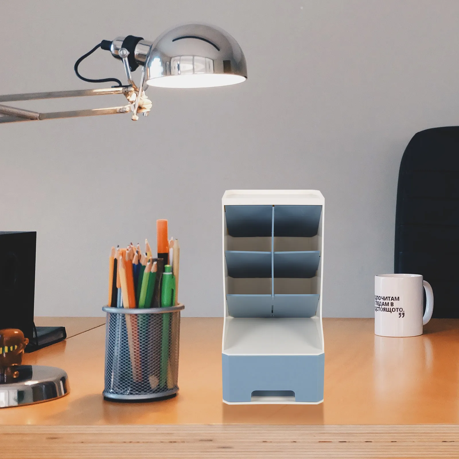 Oblique Pen Case Desktop Stationery Organizer Inclined Storage Holder Drawer Design Multi-Functional Pen Holder Makeup Brush