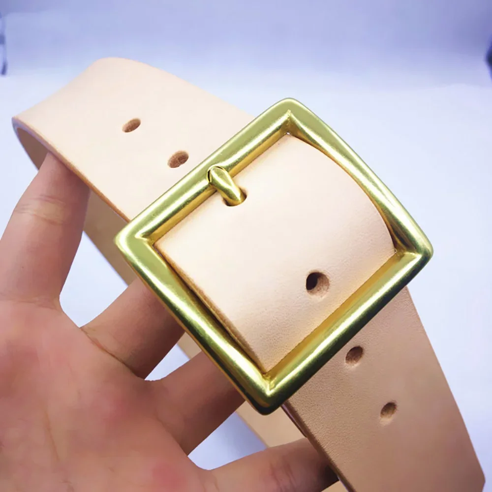 Handmade Custom Made Vegetable Tanned Genuine Leather Cowhide Belt With Brass Buckle 35/38mm Width