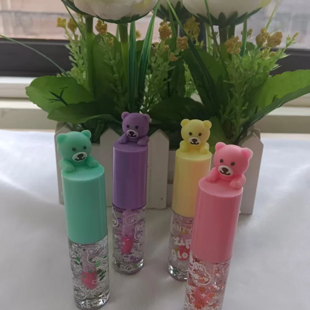 

4 Options of Bear-shaped Lip Gloss Single Pack Fine Shimmering Moisturizing Lip Glaze Girlish and Cute Glassy Lip Tint