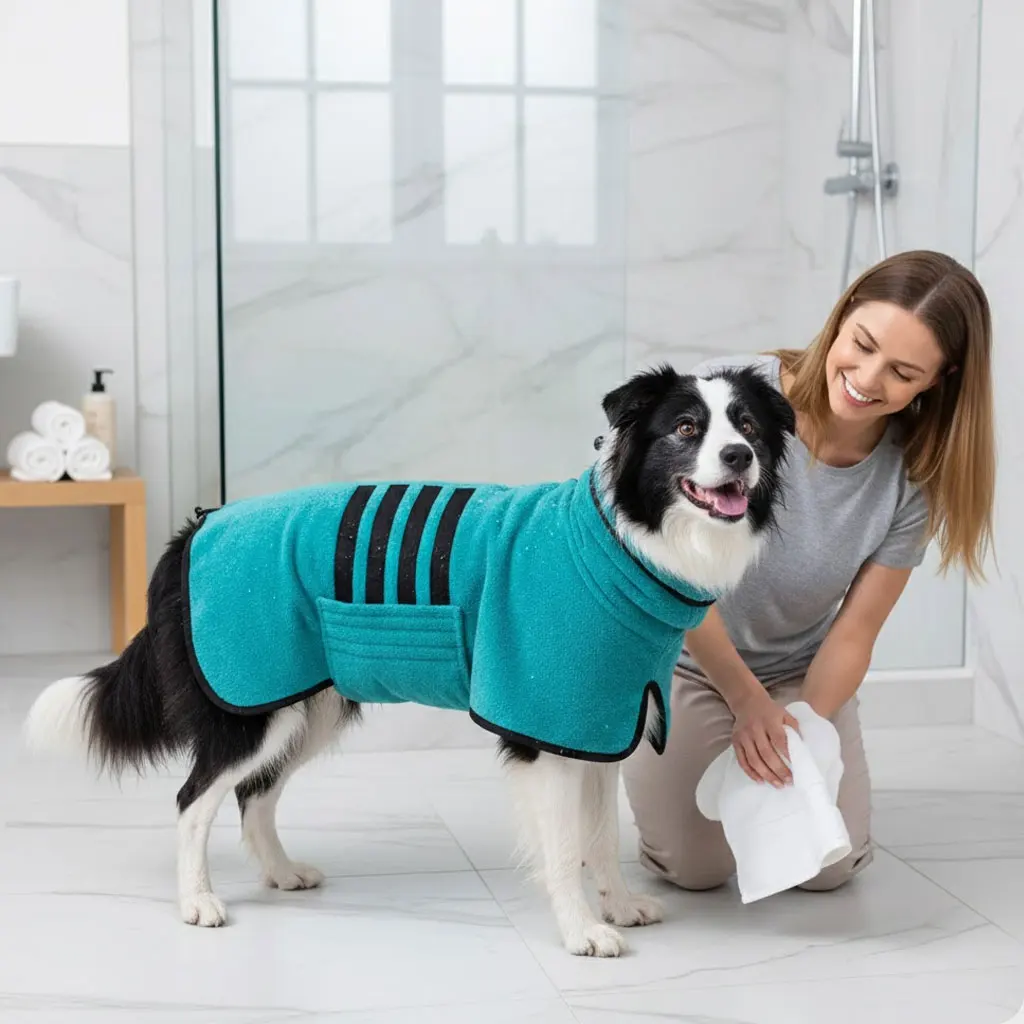 

Полотенце-халат для собак из супертонкого волокна, впитывающее воду, для средних собак