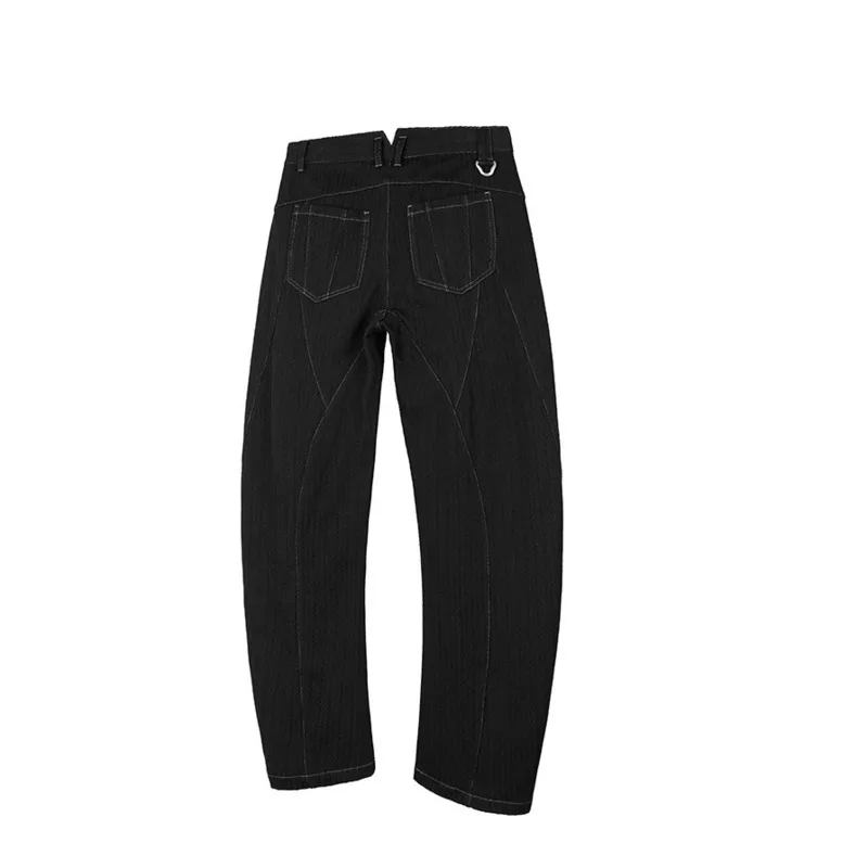 HKSH Spring Autumn New Men's Dark Tide Chic Cotton-Linen Blend Herringbone Jacquard Casual Pants Zipper Y2K Punk Gothic HK28374