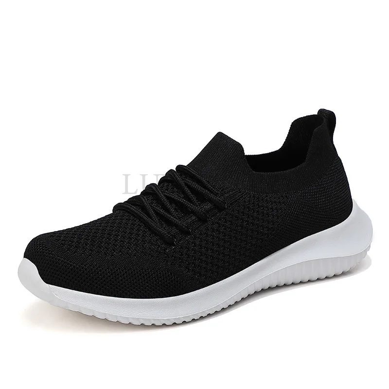 Zapatillas deportivas de malla con punta redonda para mujer, zapatos cómodos con cordones de un solo paso, informales, para correr, Primavera