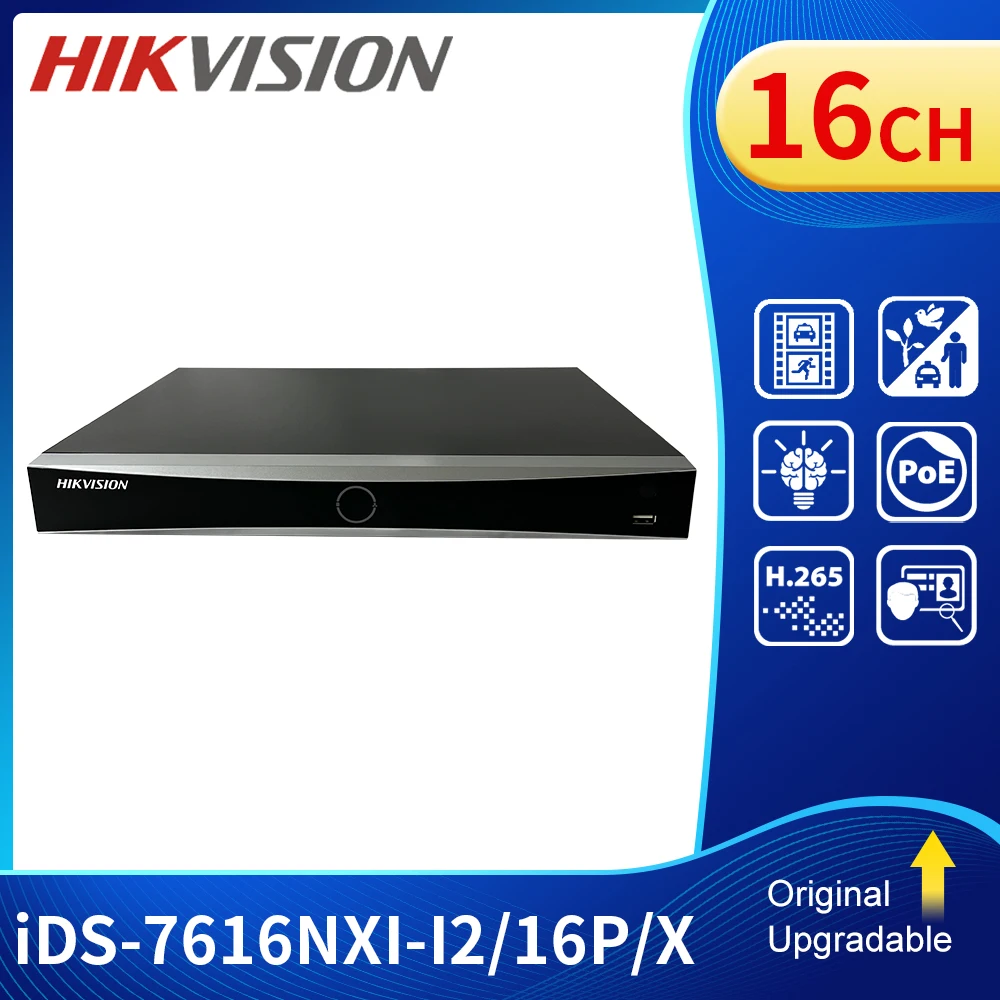 

Hikvision iDS-7616NXI-I2/16 P/X 16ch 4K DeepinMind NVR 1U 16 PoE распознавание лица 16-канальный IP-видеорегистратор P2P H.265 +