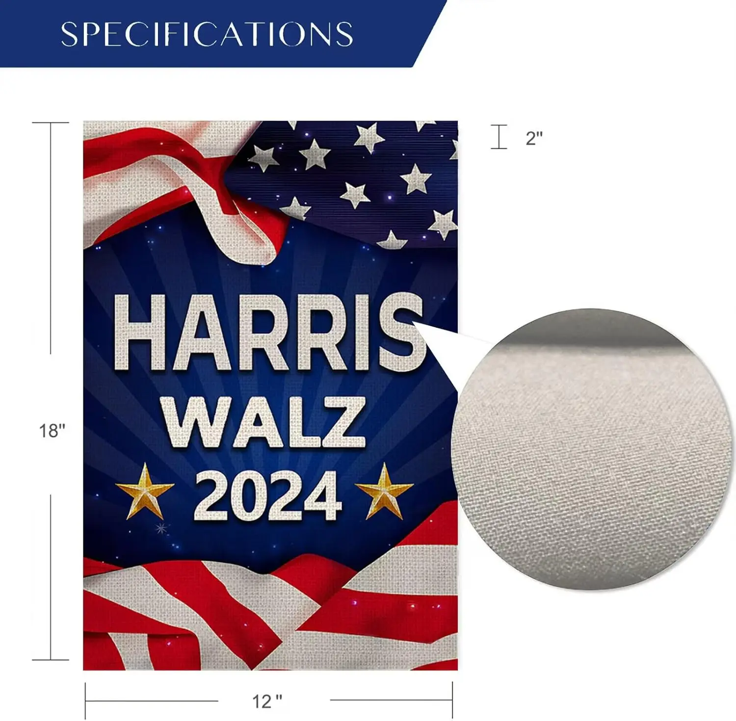 Harris Waltz 2024 Election Garden Flag – Double-Sided Burlap Yard Banner – Support Kamala Harris and Tim Walz – 12x18 Inch Patri