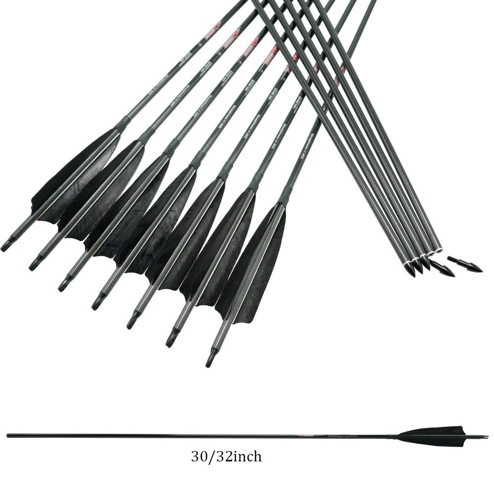 Imagem -02 - Linkboy-pure Carbon Archery Arrows Turquia Feather Bow Composto Acessórios Bow Tradicionais Spine 250800 Spine 5in 12 Pcs id