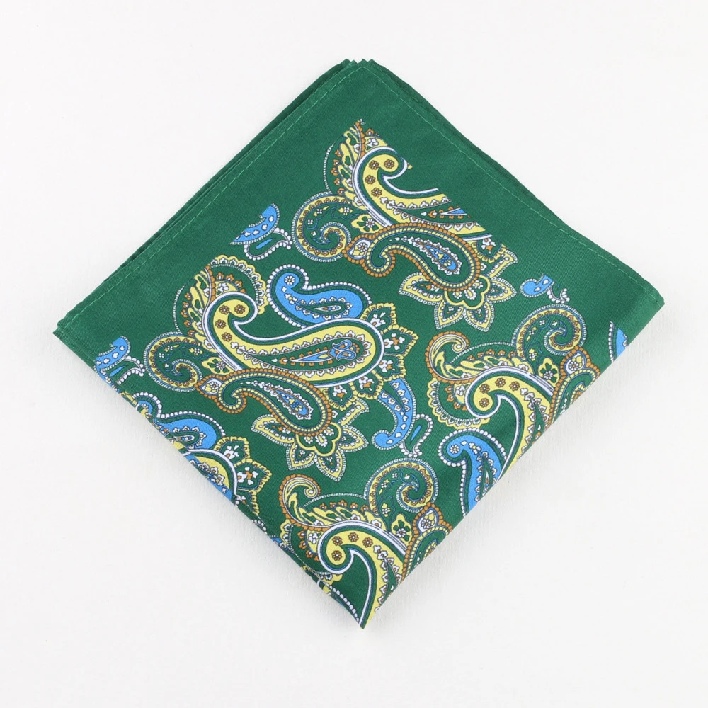 ผ้าเช็ดหน้าขนาดใหญ่ 27 ซม. สำหรับผู้ชาย สวมใส่กับชุดสูท เสื้อเชิ้ต ผ้าเช็ดหน้าแบบเป็นทางการ ลายดอกไม้สไตล์วินเทจ พิมพ์ลายเพสลีย์ ผ้าไหมเนื้อนุ่ม ใช้เป็นผ้าพันคอหรือกระเป๋า