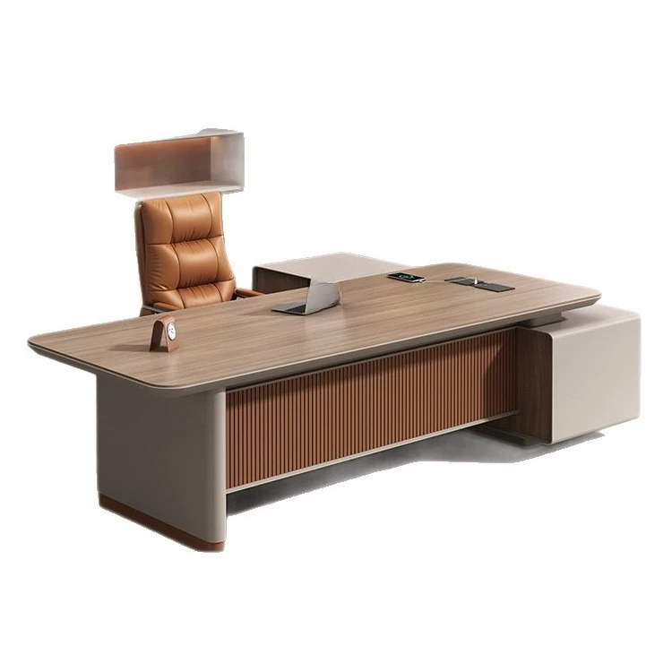 

Boss table, desk, light luxury, senior sense, big class desk, president manager, office furniture table, chair combination set