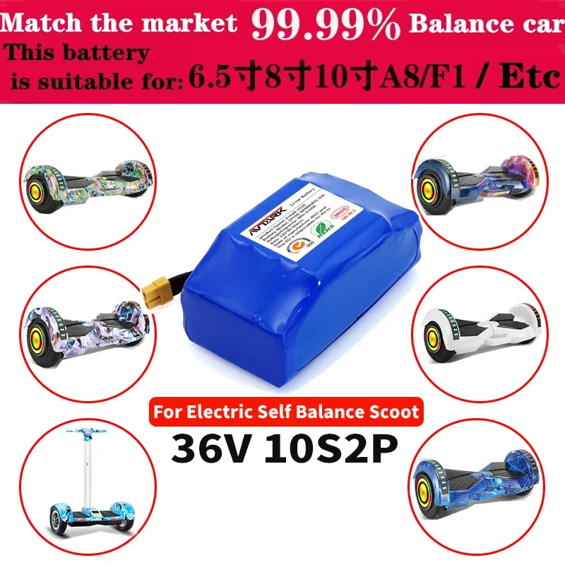 

36v 4.4Ah Rechargeable Lithium Battery 10S2P 4400mAh 18650 Electric Self Balancing Scooter Hoverboard Batteries