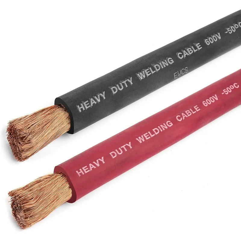 1/0 Gauge Premium Extra Flexible Welding Cable 600 Volt   Combo Pack  Black + Red  25 Feet of Each Color   Made in The USA