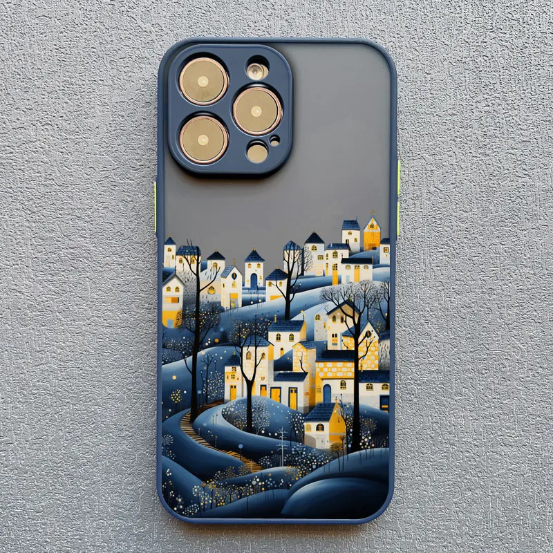Nachtliche Schneeberg-Wald-Szenerie Handyhülle für iPhone 17 Pro Max 15 14 Pro Max Plus 16 13 12 Mini 11 Pro Max XR XS X Schutzhüllen – Detail 4