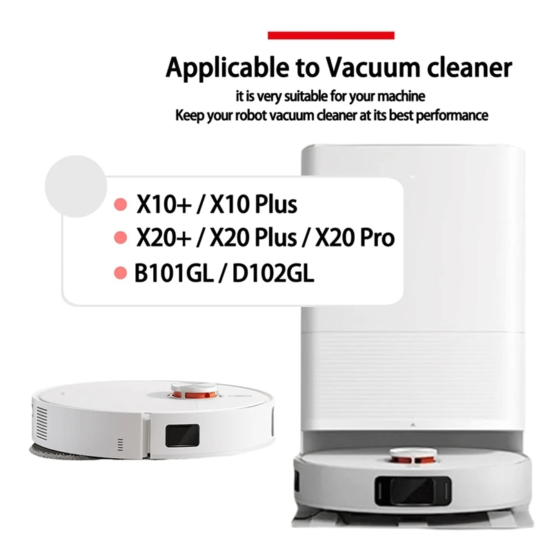 Kit di ricambio Accessori compatibili per Xiaomi Robot Vacuum X10 Plus,X10+,X20 Pro,X20 Plus,Filtro per sacchetto per la polvere con spazzola principale