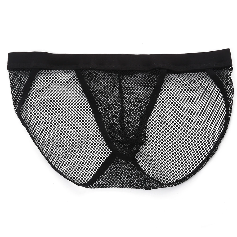 

Men Mesh See Through Fork Briefs Japanese Thongs Hip Cover Fishnet U Pouch Sexy Lingerie Erotic Underwear Extreme Men's Panties