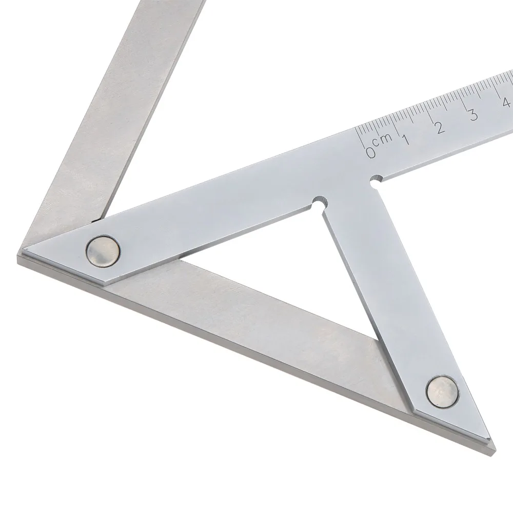 耐久性のある炭素鋼センターアングルゲージ-45-90-度シルバーセンターマーカー定規-150x130mm-アングルセンターツール愛好家向け