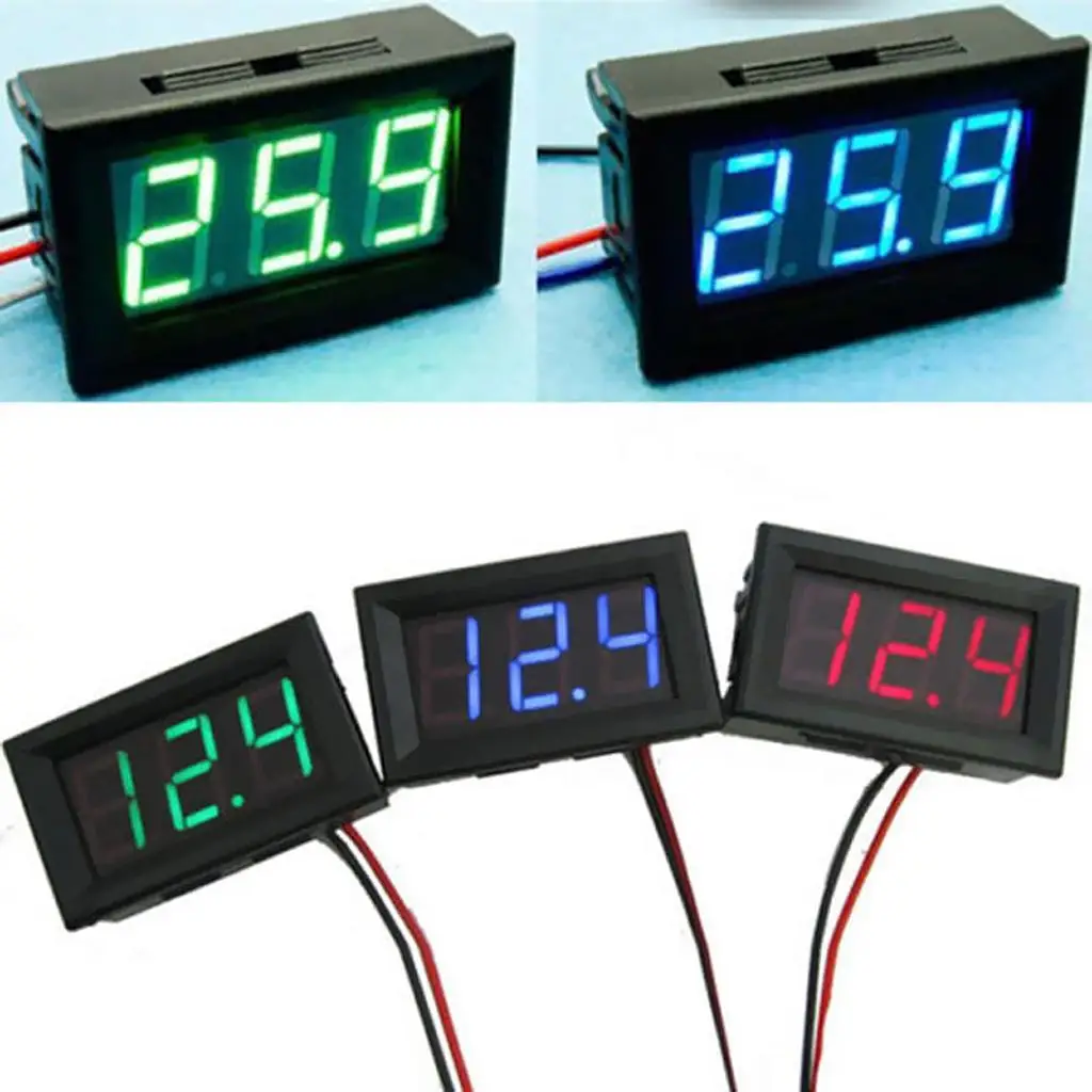 0-30 Display 0.56” Panel Voltmeter LED Voltage Monitor DIY 3 Colors