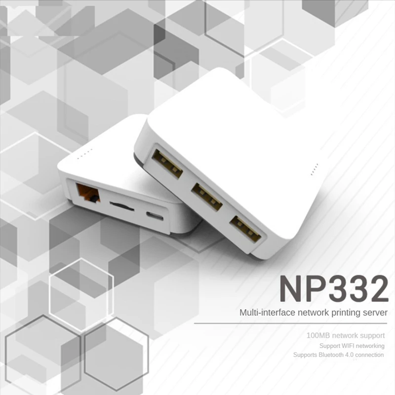 NP332 3-Port USB Network Print Server Multi-Interface Network Print Server Easy Install (Network Version)