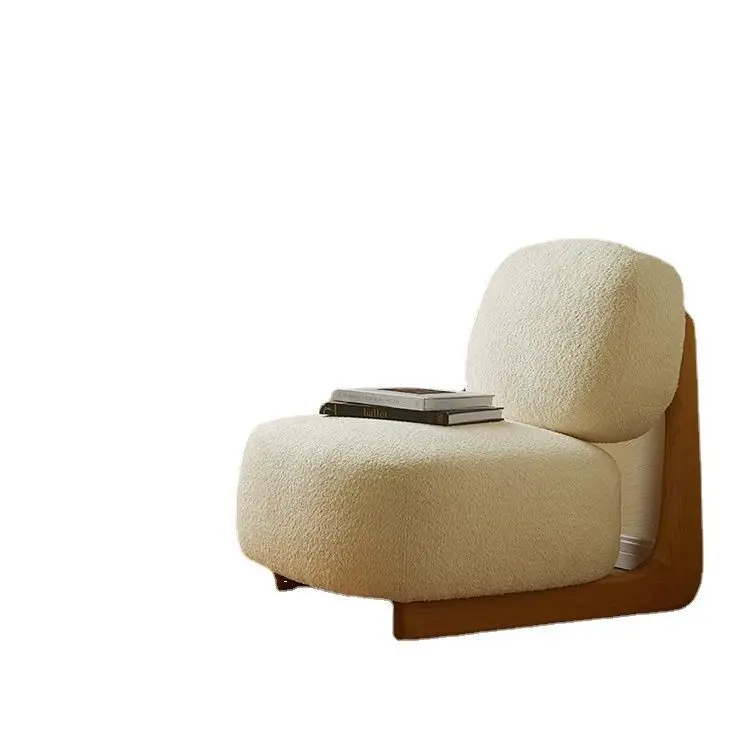 

idle wabi-sabi lazy sofa, solid wood camel wool, living room single back, bedroom floor, designer chair